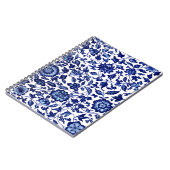 白中国のに濃いネイビーの青い花の模様 ノートブック (左側)