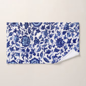 白中国のに濃いネイビーの青い花の模様 バスタオルセット (ハンドタオル)