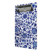 白中国のに濃いネイビーの青い花の模様 ミニクリップボード (アングル2)