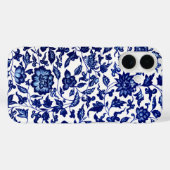 白中国のに濃いネイビーの青い花の模様 Case-Mate iPhoneケース (裏面 (横))