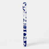 白中国のに濃いネイビーの青い花の模様 iPhoneケース (左側面)