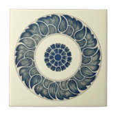 白中国の地の青い葉のリングや輪~ * ~ タイル (正面)