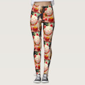 白中国の猫の写真を振るスタイリッシュ レギンス (正面)