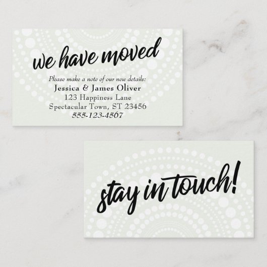 白丸の緑の挿入カー淡い色のドを移動 エンクロージャーカード (正面/裏面)