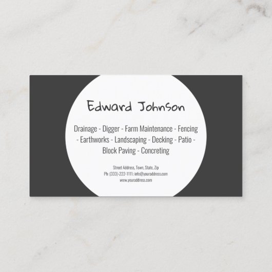 白丸のGroundworks Architects灰色の風景 名刺 (裏面)