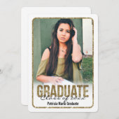 白丸グリッター高校写真卒業 招待状 (正面/裏面)