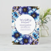 白丸フレームブルーパープルフローラ背景 招待状 (スタンド正面)