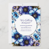 白丸フレームブルーパープルフローラ背景 招待状 (正面)