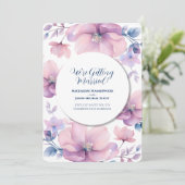 白丸フレームブルーパープルフローラ背景 招待状 (スタンド正面)