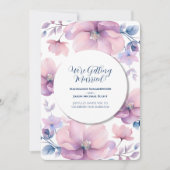 白丸フレームブルーパープルフローラ背景 招待状 (正面)