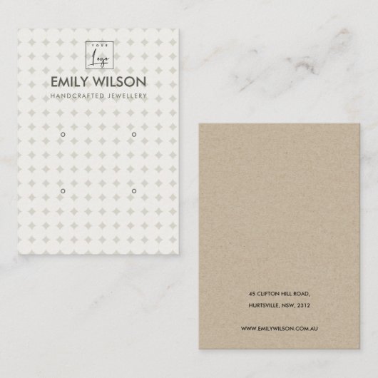 白丸模様2イヤリング表示ロゴ 名刺 (正面/裏面)