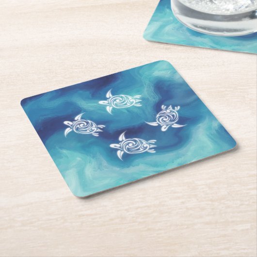白亀青海水彩 スクエアペーパーコースター (アングル)