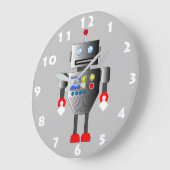 白予測できな番付木炭グレーロボット玩具 ラージ壁時計 (傾斜)