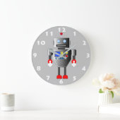 白予測できな番付木炭グレーロボット玩具 ラージ壁時計 (ホーム)