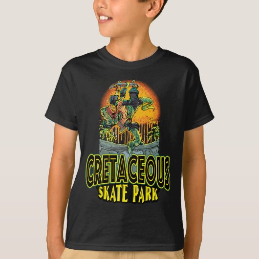 白亜紀スケートボードパークTレックス Tシャツ (正面)