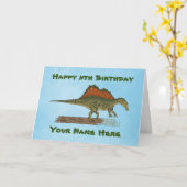 白亜紀恐竜スピノサウルス誕生日カード カード (黄色い花)