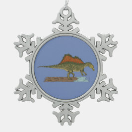 白亜紀恐竜スピノサウルス スノーフレークピューターオーナメント
