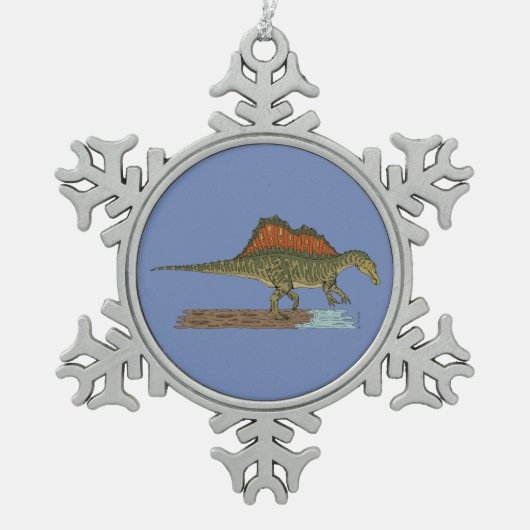 白亜紀恐竜スピノサウルス スノーフレークピューターオーナメント (正面)
