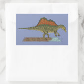 白亜紀恐竜スピノサウルス 長方形シール (バッグ)