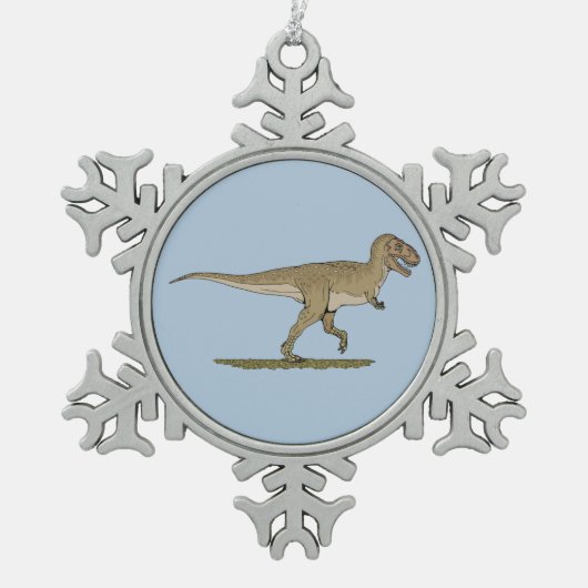 白亜紀恐竜ティラノサウルスレックス スノーフレークピューターオーナメント (正面)