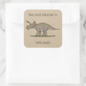 白亜紀恐竜トリケラトプス蔵書票 スクエアシール (バッグ)