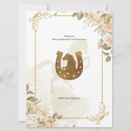 白人と金ゴールドのメキシコの双子の少女洗礼 招待状 (裏面)