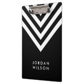 白人のシェブロンのモダンのミニマリストとの黒 クリップボード (左)