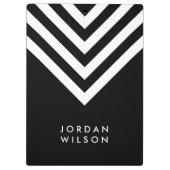 白人のシェブロンのモダンのミニマリストとの黒 クリップボード (裏面)