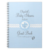 白人のスイス人が付いている青はベビーシャワーの来客名簿に点を打ちます ノートブック (正面)