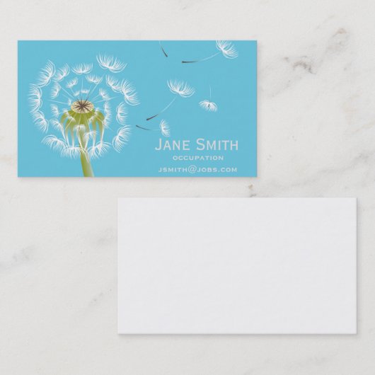 白人のタンポポのプロフェッショナルが付いているスタイリッシュな青 名刺 (正面/裏面)