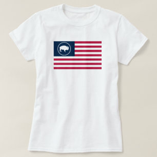 白人のバッファローの米国旗の女性のワイシャツ Tシャツ