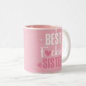 白人のピンクのかわいい愛コーヒーベストの姉妹 ツートーンマグカップ (正面右)