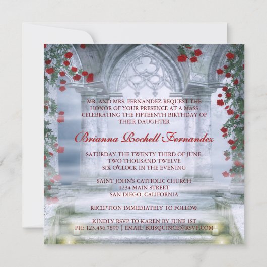 白人のプリンセスキャリッジによって魅了されるキンセアニェラ 招待状 (裏面)