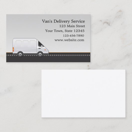 白人のヴァンの配達サービス 名刺 (正面/裏面)