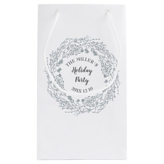 白人の冬の果実のリースのパーティー スモールペーパーバッグ