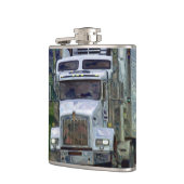 白人の大きい装備のトラック運転手貨物自動車及びハイウェーのトラック運転手 フラスク (左)