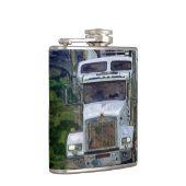 白人の大きい装備のトラック運転手貨物自動車及びハイウェーのトラック運転手 フラスク (右)