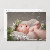 白人の幸せな休日のベビー最初|は写真を加えます シーズンポストカード (正面/裏面)