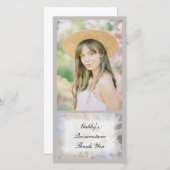 白人の花のQuinceañeraは写真カード感謝していしています サンキューカード (正面/裏面)
