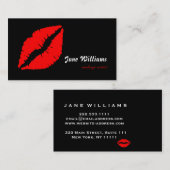 白人の赤い唇のメーキャップアーティスト 名刺 (正面/裏面)