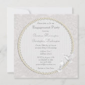 白人の鳩及びペイズリーのレースの婚約パーティ 招待状 (裏面)