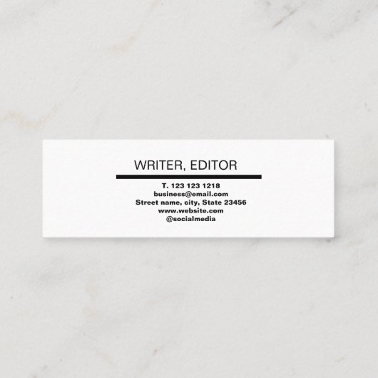 白人ミニマモダンリストのクラシック専門家 コーリングカード (裏面)