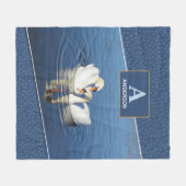 白人写真青一文字 フリースブランケット (正面(横))