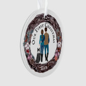 白人夫婦コリー・ドッグ・縁どベリー・リース オーナメント (正面)