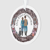 白人夫婦コリー・ドッグ・縁どベリー・リース オーナメント (正面)