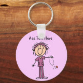 白人女性スティックフィギュアナースTシャツ&ギフト キーホルダー (正面)