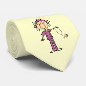 白人女性スティックフィギュアナースTシャツ&ギフト ネクタイ (ロール)