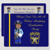 白人女性警察学校卒業式招待状 招待状 (正面/裏面)