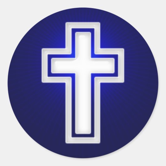 白人宗教十字架 |クリスチャン ラウンドシール (正面)