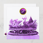 白人戦車及びカップケーキ金ゴールドビーチ結婚式 招待状 (正面/裏面)